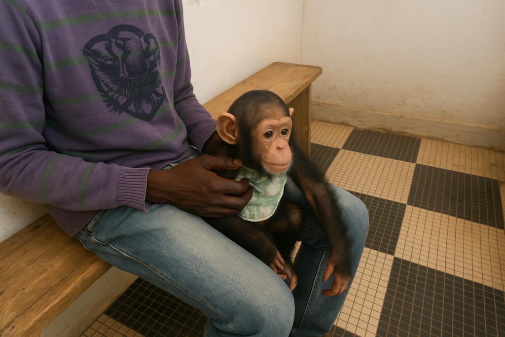 Bébé chimpanzé sauvé : arrestation choc à Nkayi